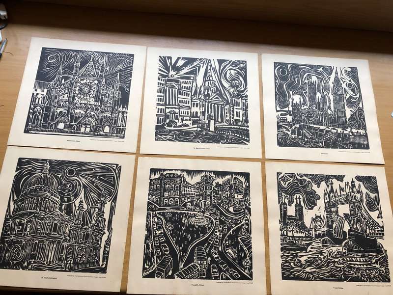 London landmarks: 6 reprints of lithographs