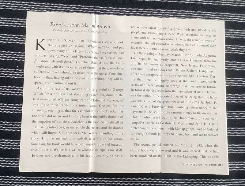 KIDNAP (The story of the Lindbergh-baby case). Hardcover, Good+condition.