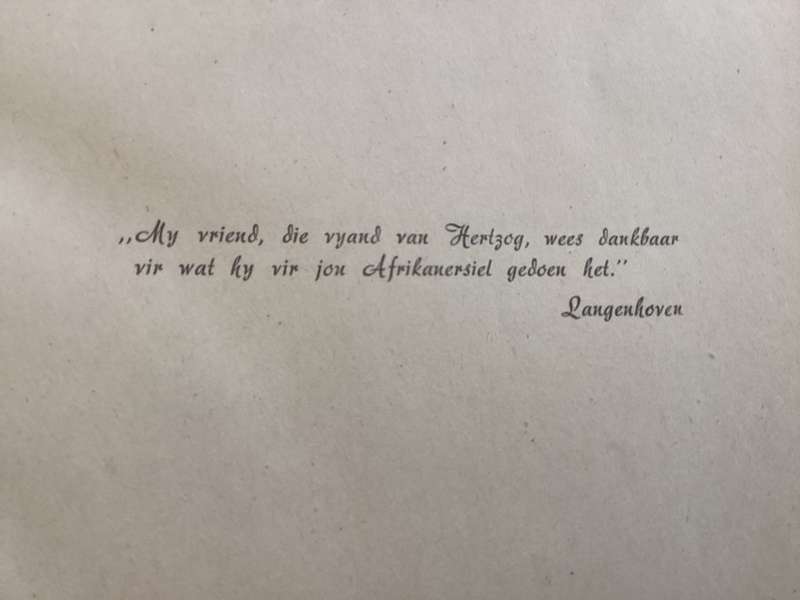 JBM Hertzog, autobiography (1948). Afrikaans edition, 2nd printing. by C M Van Den Heever.
