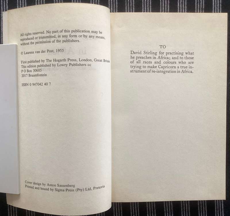 The Dark Eye in Africa, South African edition. Laurens Van Der Post. Softcover .