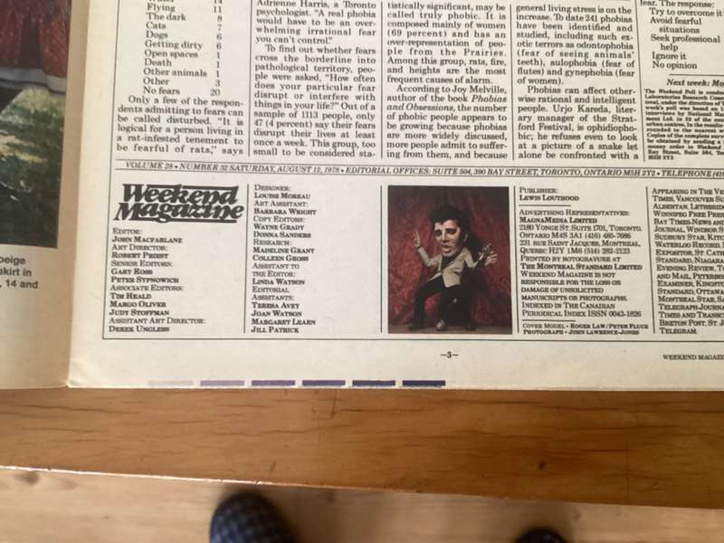 ELVIS. Classic: Weekend Magazine (Canadian 1 year anniversary issue). Complete and in very good con.