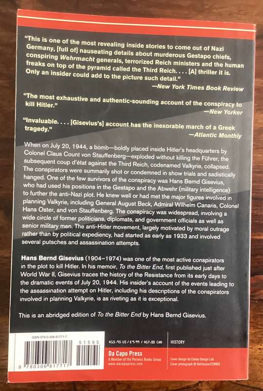 VALKYRIE, An insiders account of The Plot to Kill Hitler. Paperback, VGood condition.