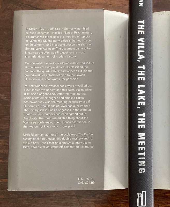 THE VILLA, THE LAKE, THE MEETING. Wannsee meeting, by Mark Rosenman. Hardcover.