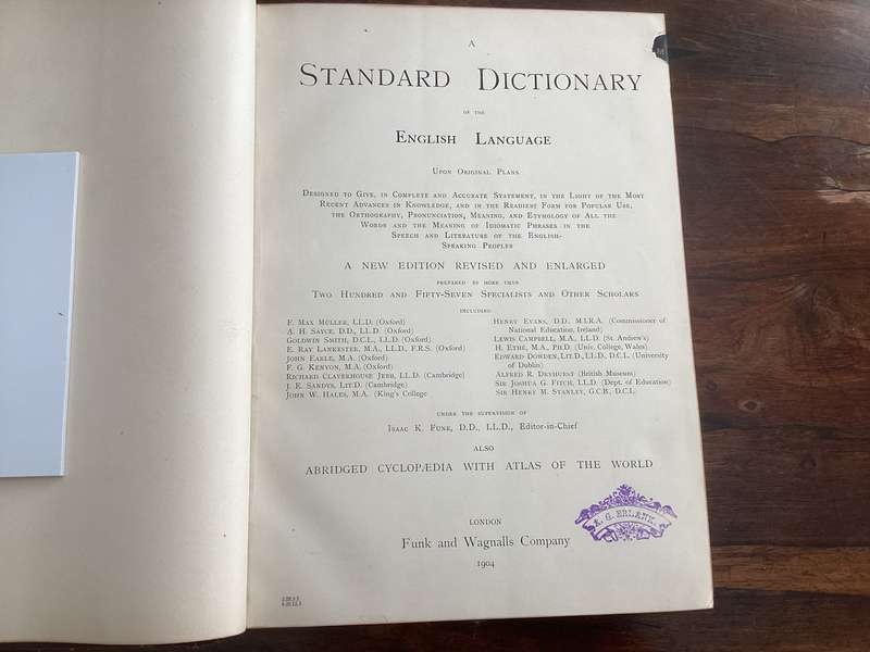 A Standard Dictionary of The English Language, by Funk & Wagnall (1904).