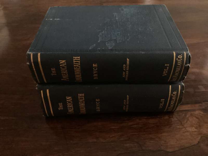 THE AMERICAN COMMONWEALTH Volumes 1 & 2. Hardcovers, 1920 N.Y.