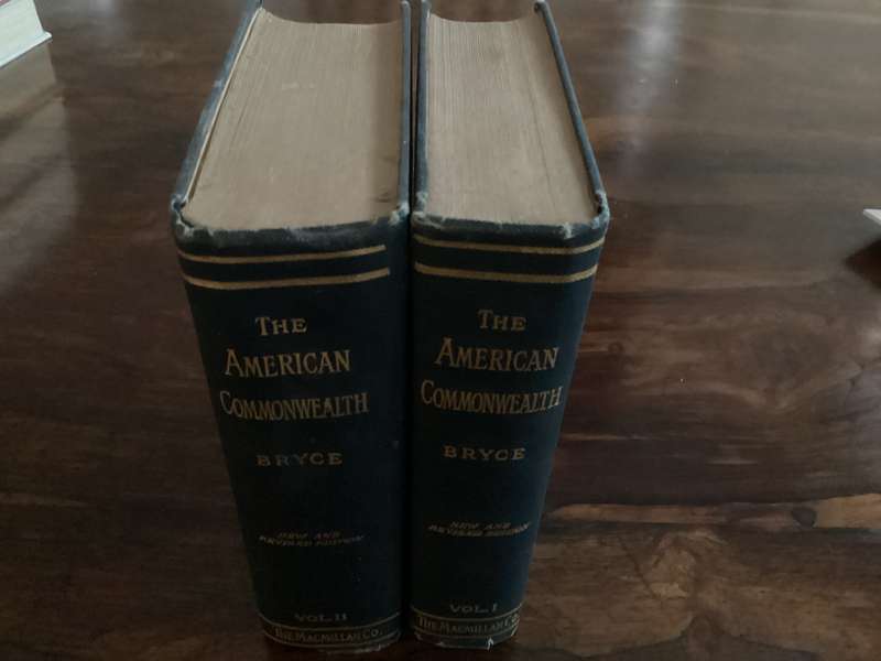THE AMERICAN COMMONWEALTH Volumes 1 & 2. Hardcovers, 1920 N.Y.