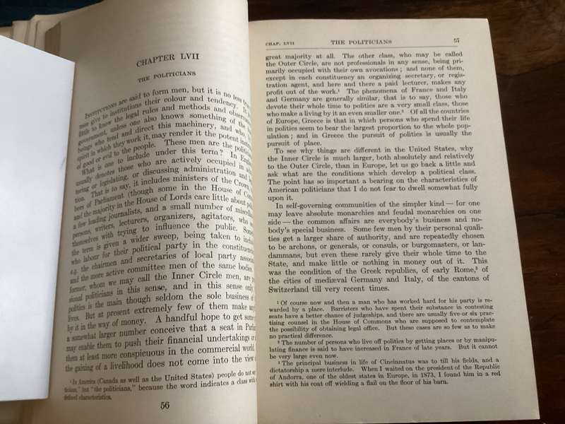 THE AMERICAN COMMONWEALTH Volumes 1 & 2. Hardcovers, 1920 N.Y.