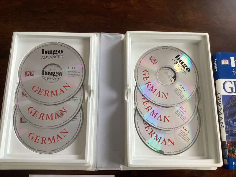 GERMAN LANGUAGE COURSE, Complete Hugo, by DK. TWO BOOKLETS AND 6 CDs.