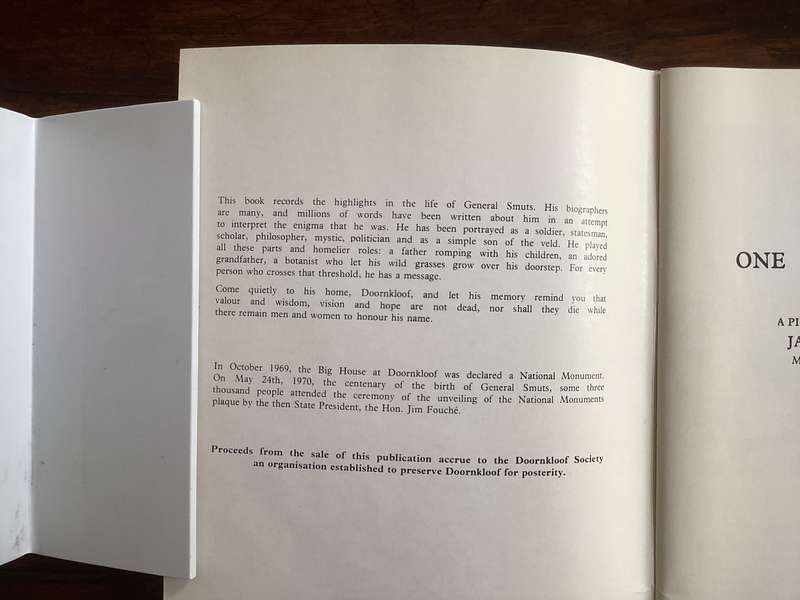 ONE MAN IN HIS TIME. Biographical booklet on Jan Christian Smuts. Illustrated in V Good condition
