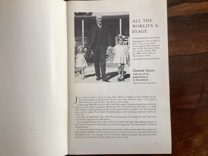 ONE MAN IN HIS TIME. Biographical booklet on Jan Christian Smuts. Illustrated in V Good condition