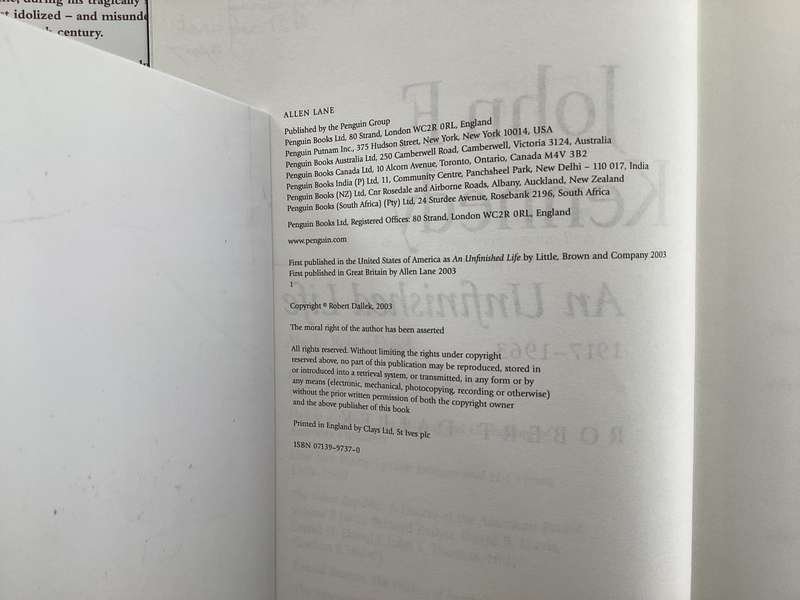 JOHN F KENNEDY An Unfinished Life. Hardcover 1st printing in excellent condition.