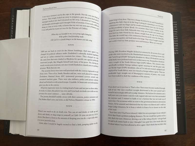 THE KEVIN WOODS STORY: In the shadow of Mugabes gallows. Hardcover in excellent condition.