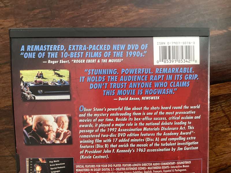 JFK an OLIVER STONE collection. Starring Kevin Costner. Excellent condition.