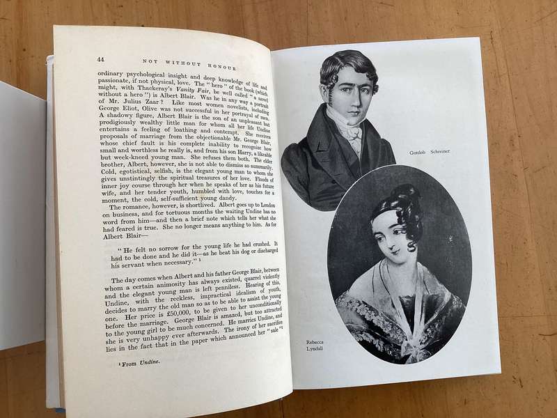 OLIVE SCHREINER, NOT WITHOUT HONOUR. (1948?) Hardcover with dustjacket.