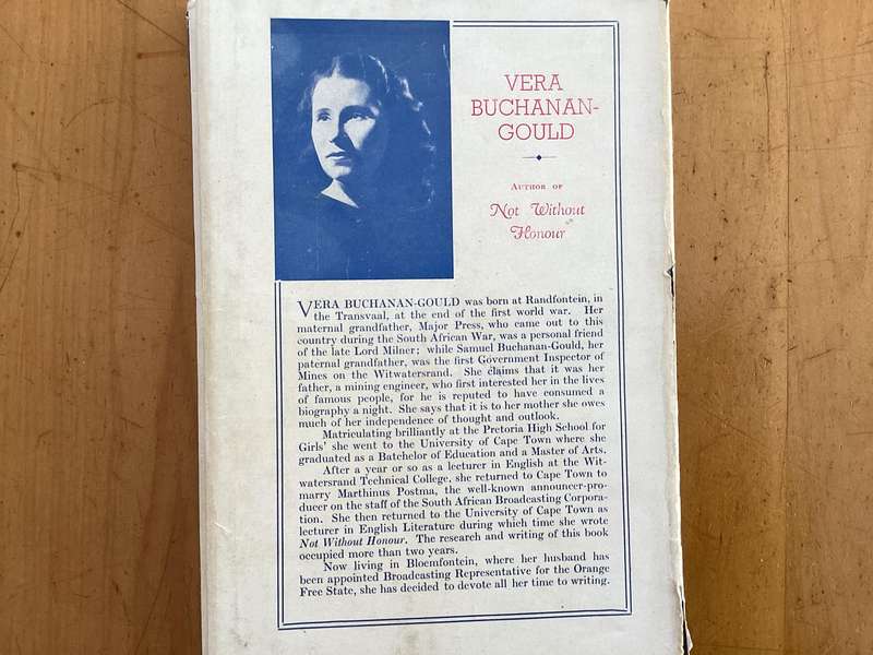 OLIVE SCHREINER, NOT WITHOUT HONOUR. (1948?) Hardcover with dustjacket.