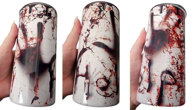 Bloody Help Horror True Crime Stainless Steel Tumbler With Straw
