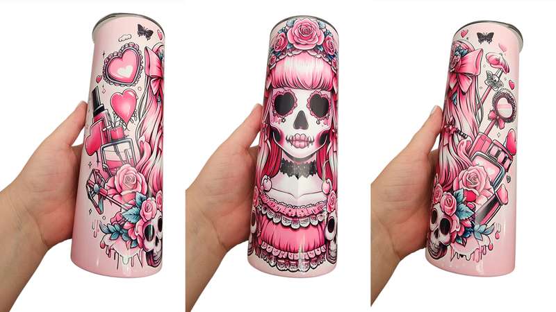 Girly Pops Skull Stainless Steel Tumbler With Straw