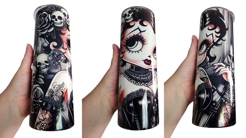 Gothic Betty Boop Stainless Steel Tumbler With Straw