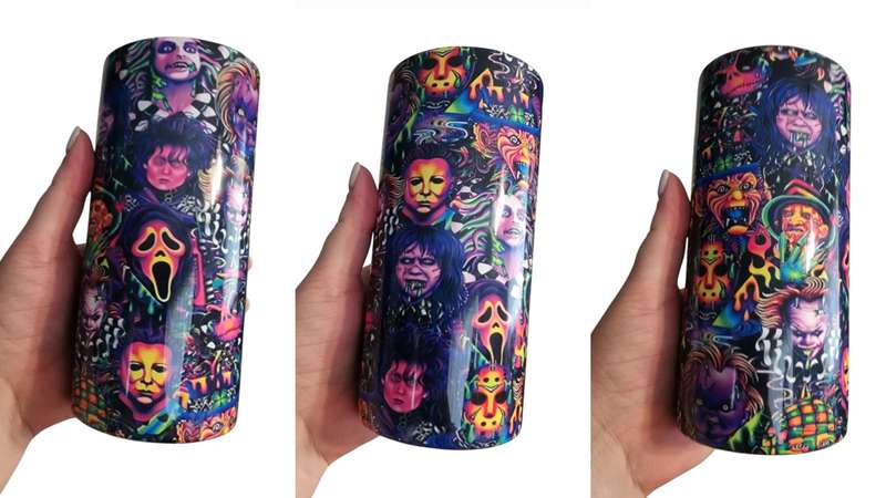 Horror Characters Collage Stainless Steel Tumbler With Straw