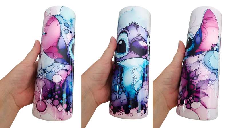 Watercolour Stitch Stainless Steel Tumbler With Straw