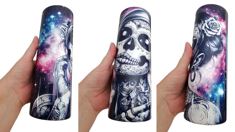 Grim Galaxy Sugar Skull Stainless Steel Tumbler With Straw