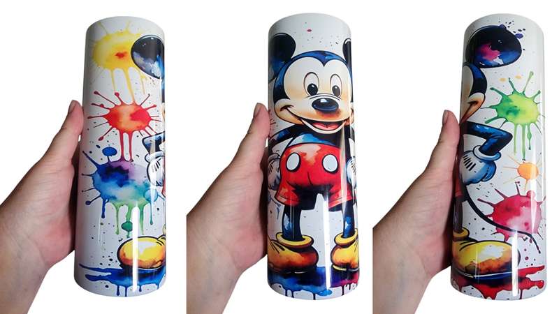 Mickey Mouse Paint Splatter Stainless Steel Tumbler With Straw