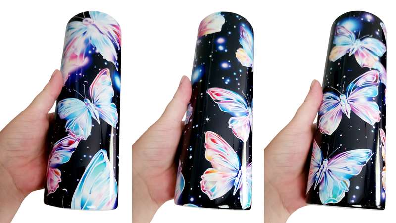 Butterflies Stainless Steel Tumbler With Straw 600ml
