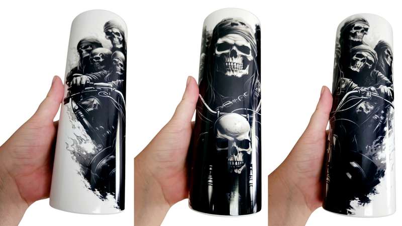 Skeleton Biker Stainless Steel Tumbler With Straw