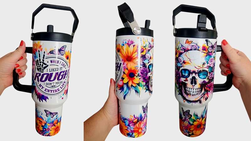Skull Flowers Quote 1.2L Tumbler Stanley Dupe