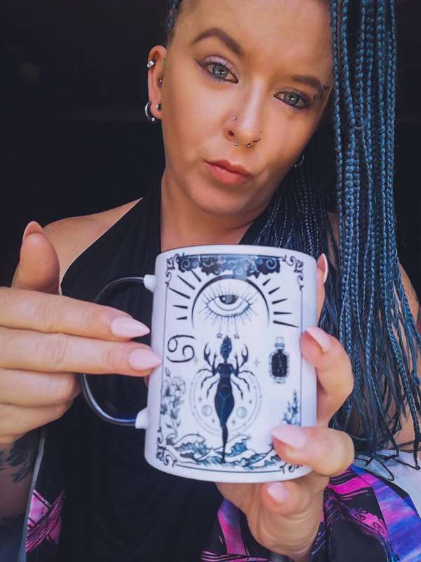 Cancer Witchy Star Sign Black / White  Mug