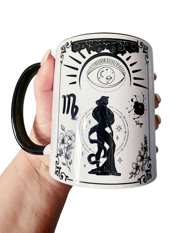 Virgo Witchy Star Sign Black / White  Mug