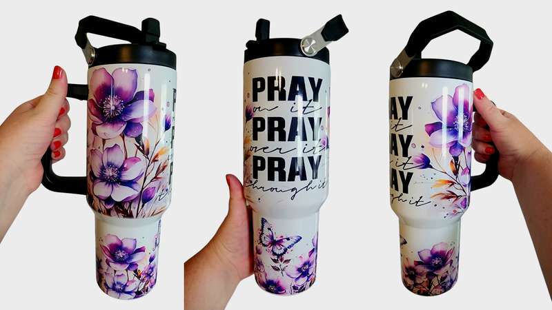 Pray On It Pray Over It Pray Through It Christian 1.2L Tumbler Stanley Dupe