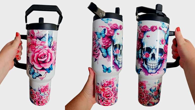Skulls & Butterflies Quote 1.2L Tumbler Stanley Dupe