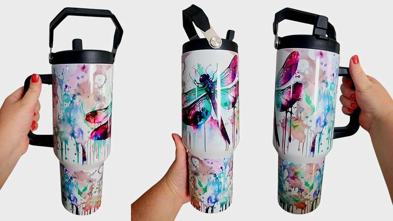 Watercolour Dragonfly 1.2L Tumbler Stanley Dupe