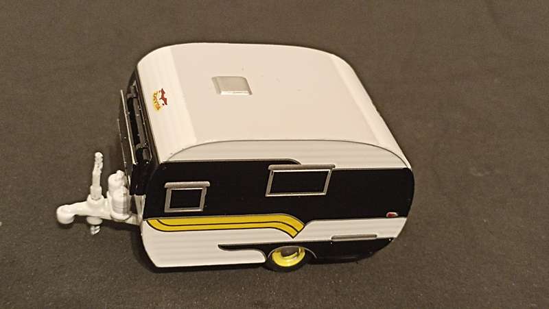 Two 1/64 scale caravans: Greenlight and Majorette