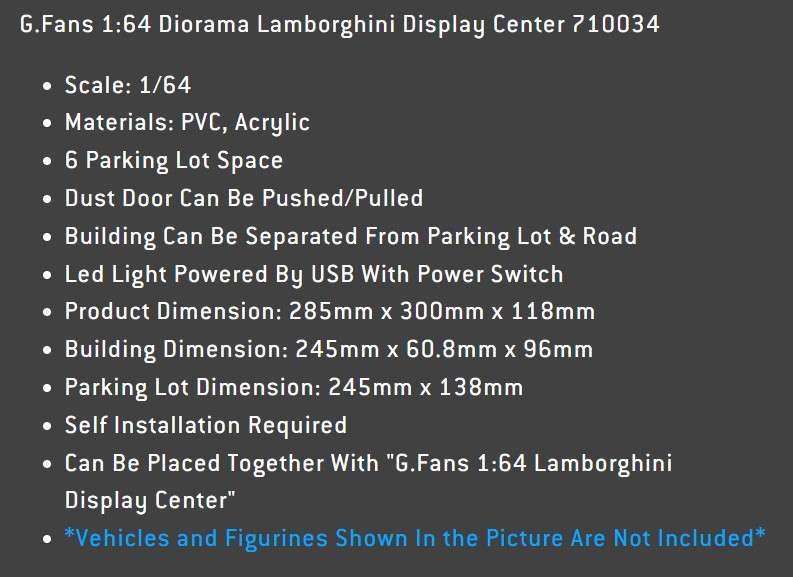 G Fans Lamborghini Dealership Diorama