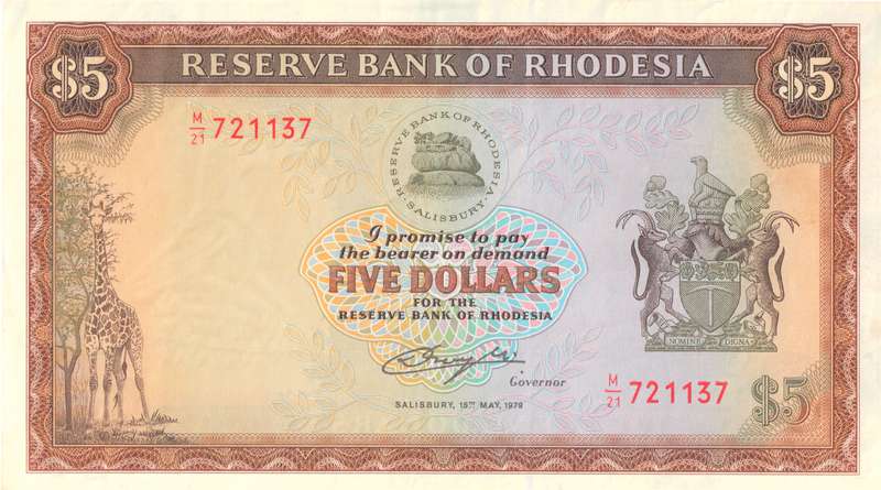 Higher Grade Reserve Bank of Rhodesia Banknotes