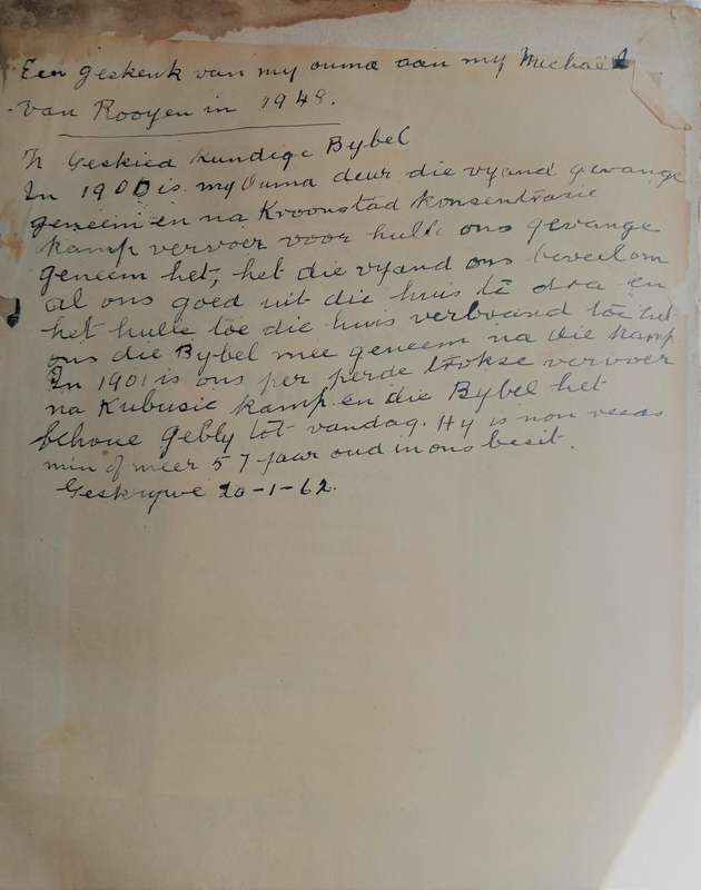Anglo-Boer War Concentration Camp Bible