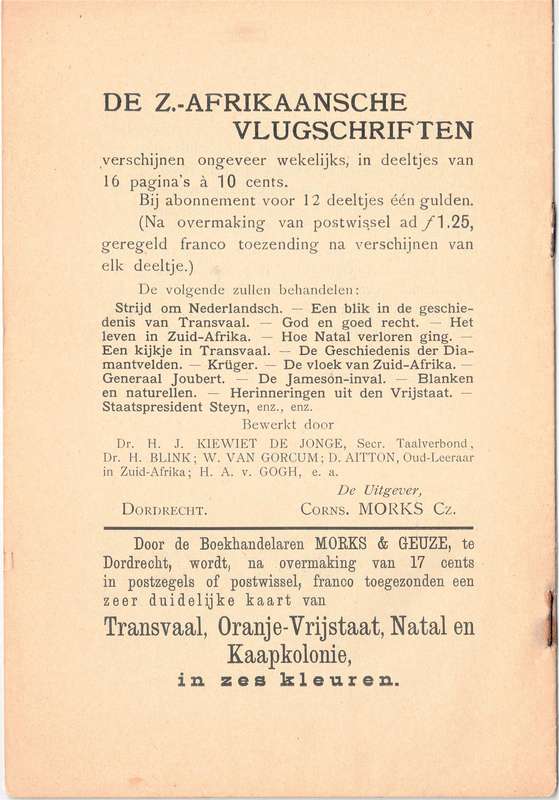Wat zullen wij doen voor onze broeders in Zuid-Afrika?, Jhr. Mr. F. BEELAERTS VAN BLOKLAND