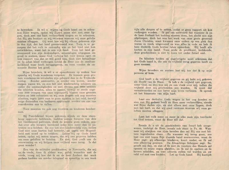 AANSPRAAK VAN ZHEd. S. J. P. KRUGER, Staatspresident op Dingaansdag, 16 December 1896