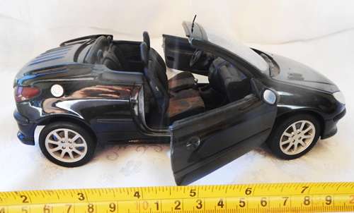 die-cast  car Peugeot 206cc convertible metal black 1/18 scale