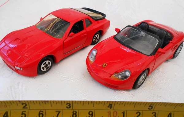 two die-cast model Porsche Cars Corgi Porsche 11 cm and WELLY Porsche Boxster no 5729