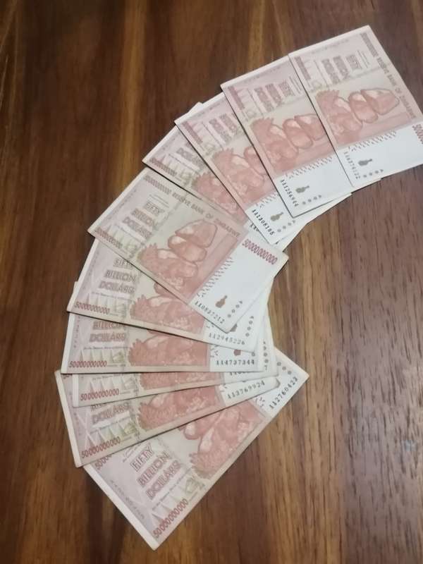 10 x 50 BILLION ZIMBABWE BANKNOTES