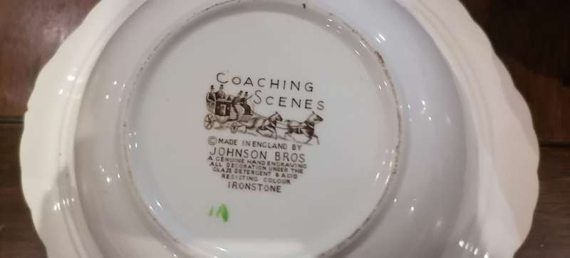 2 x HAND ENGRAVING JOHNSON BROS SERVING PORCELAIN DISHES