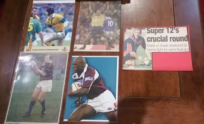 5 X ORIGINAL HAND SIGHNED RUGBY PLAYER PICS