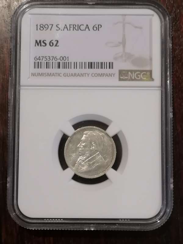 1897 ZAR SIXPENCE MS 62