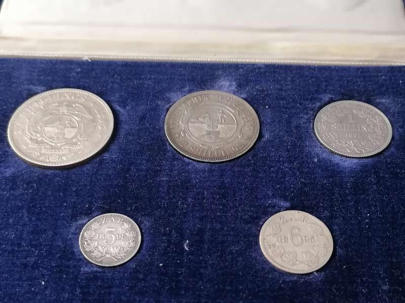 COMPLETE 1895 ZAR COIN SET IN SAM BOX (NO GOLD)
