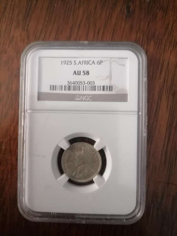 1925 Sixpense AU 58 ( KEY DATE )