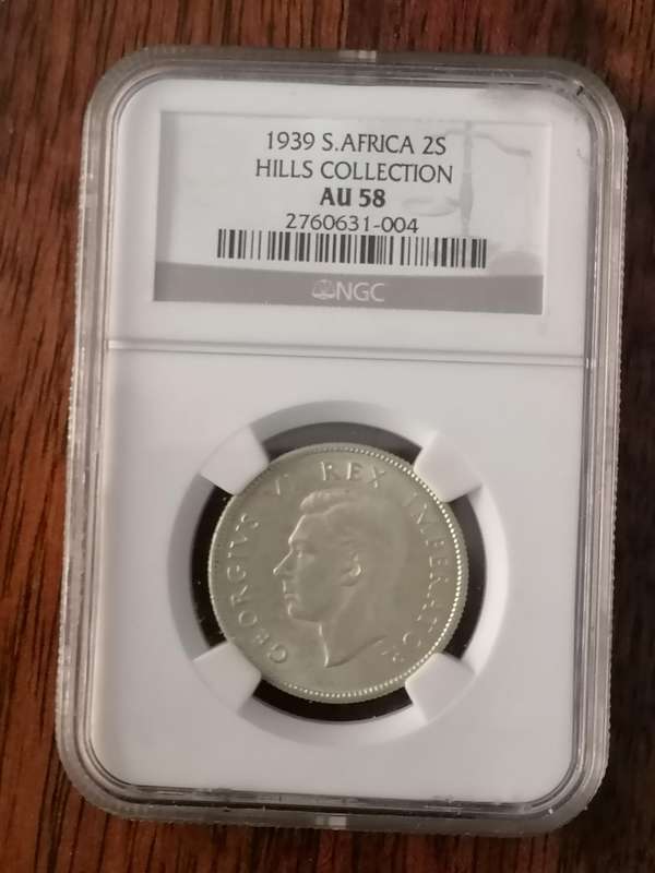 1939 SA UNION 2 SHILLING AU58
