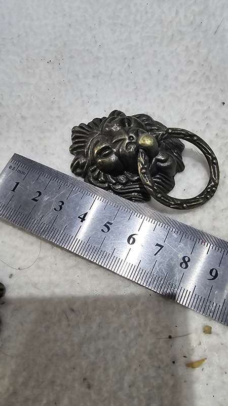 SET OF 6 LION HEAD METAL KNOBS